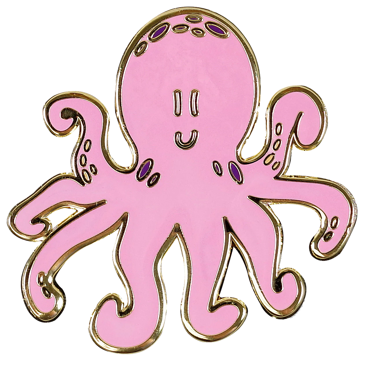 pink smiling octopus pin
