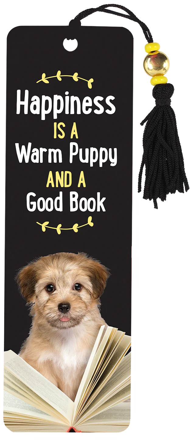 Happiness Is a Warm Puppy and a Good Book Beaded Bookmark