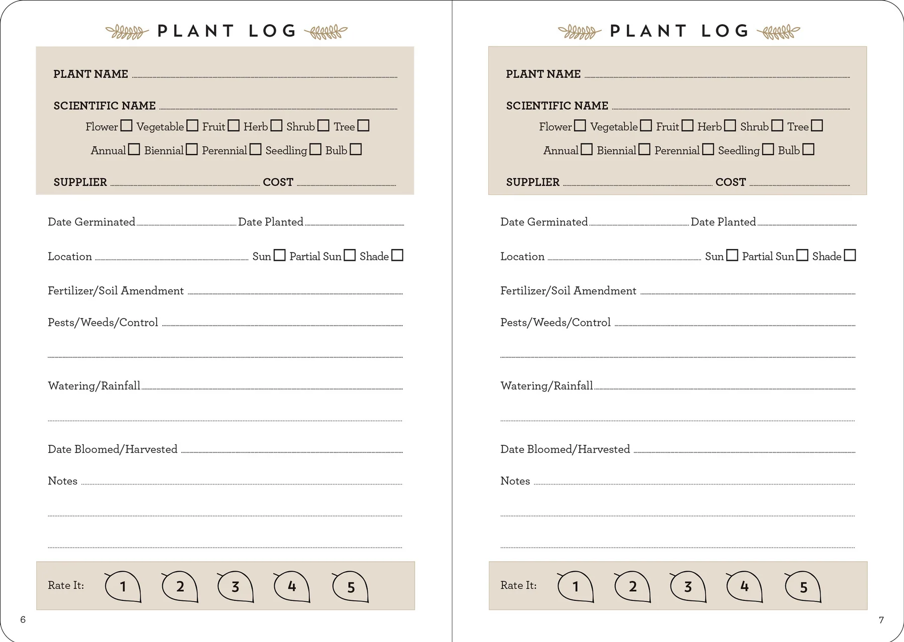 Gardener's Logbook