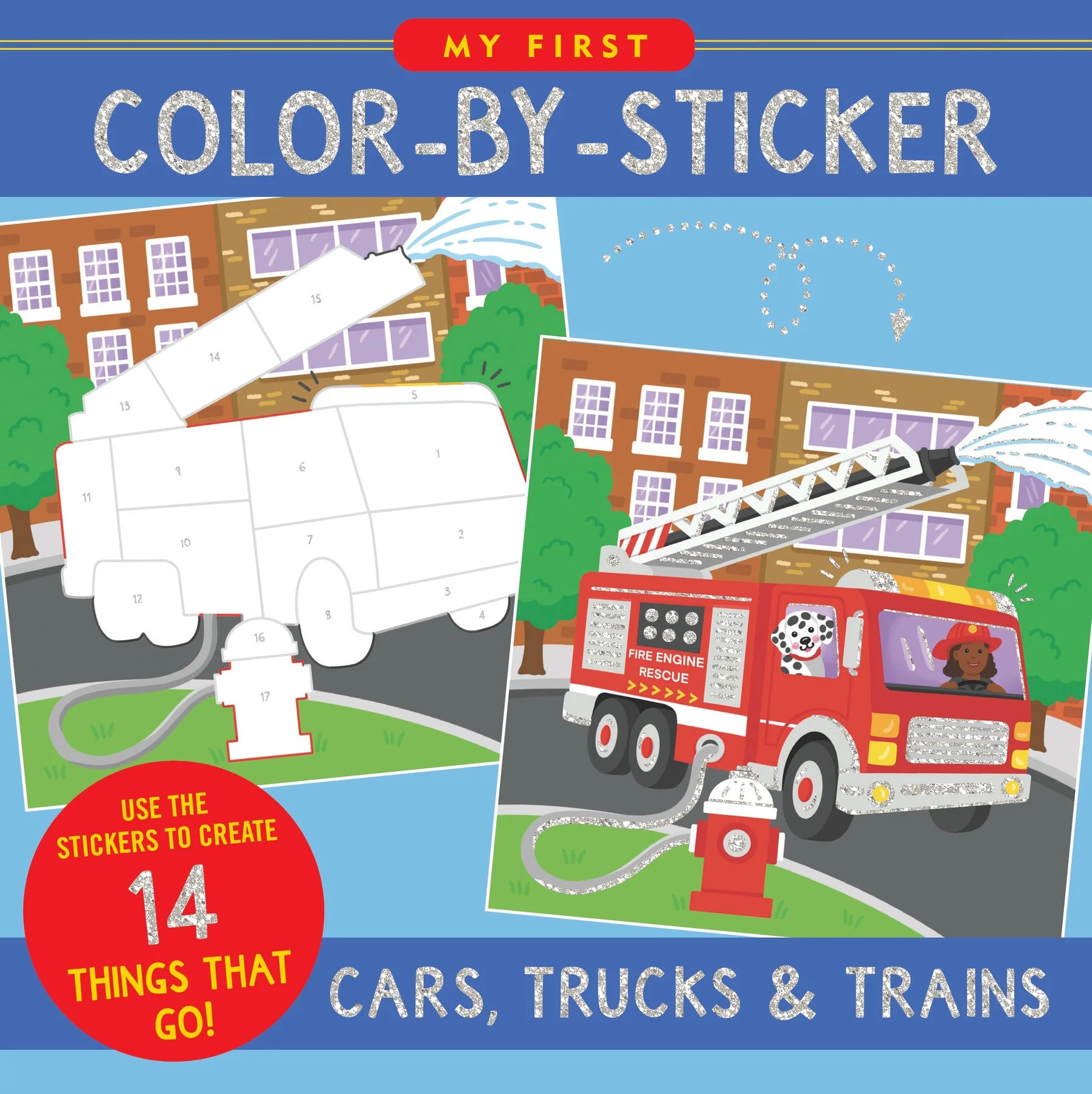 My First Colour-by-Sticker Book, Cars, Trucks & Trains
