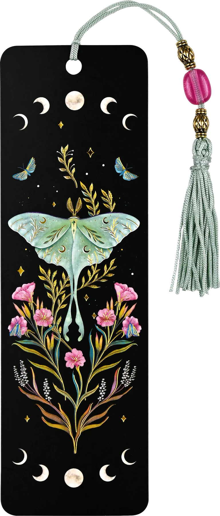 Luna Moth Beaded Bookmark