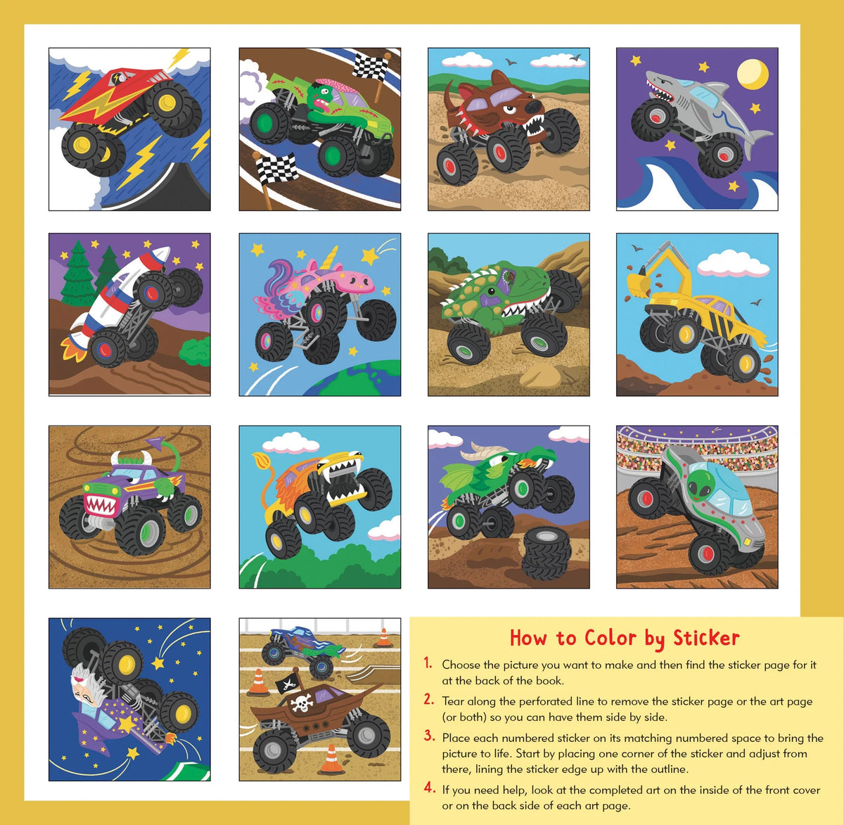 My First Colour-by-Sticker Book, Monster Trucks