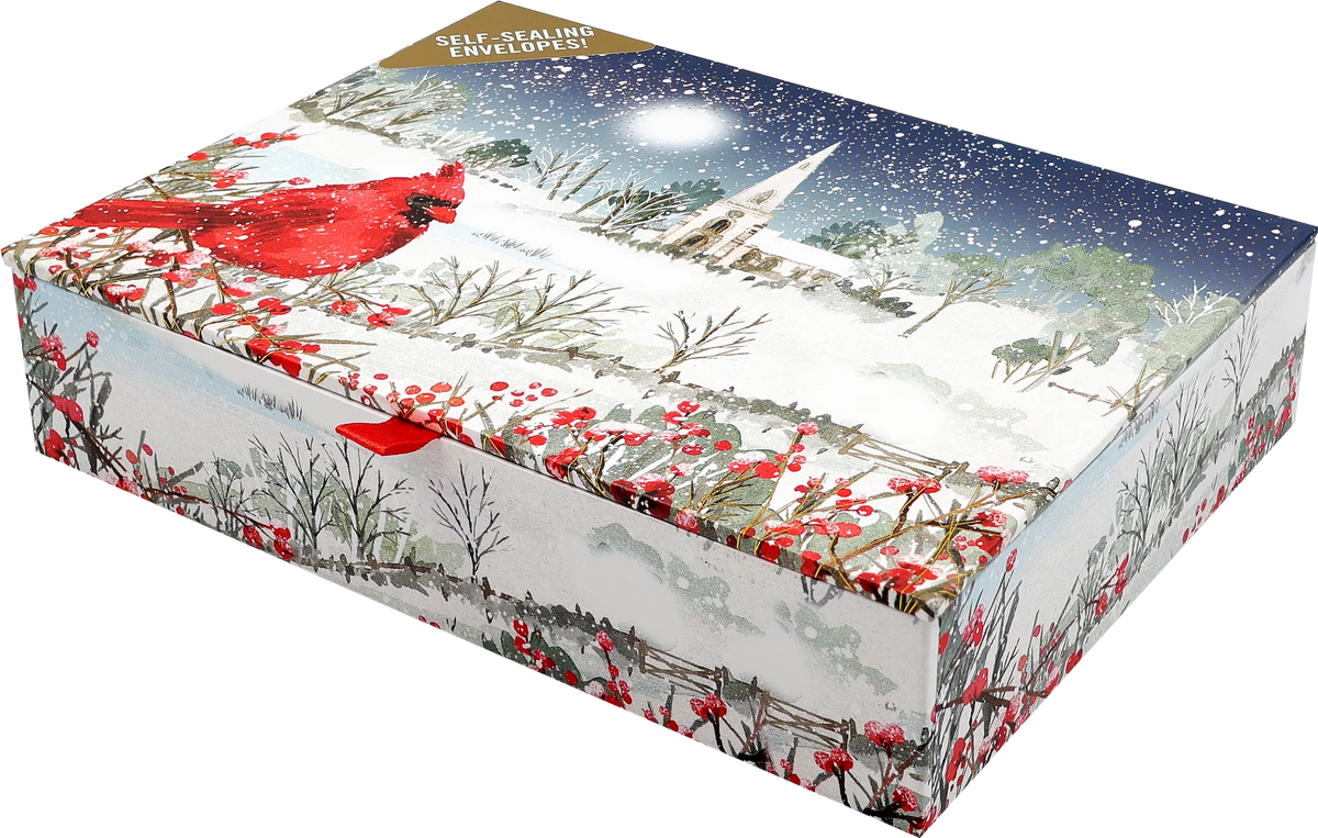 Cardinal in Moonlight Deluxe Boxed Holiday Cards