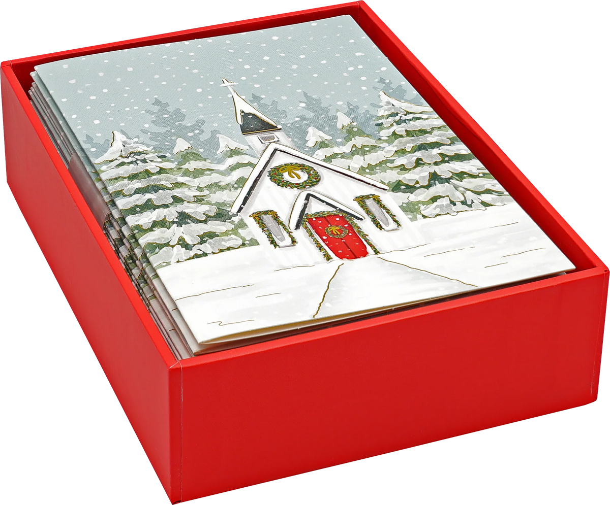 Church in Snowfall Small Boxed Holiday Cards
