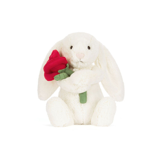Jellycat Cream Bunny With Rose (Max 2 Per Purchase)