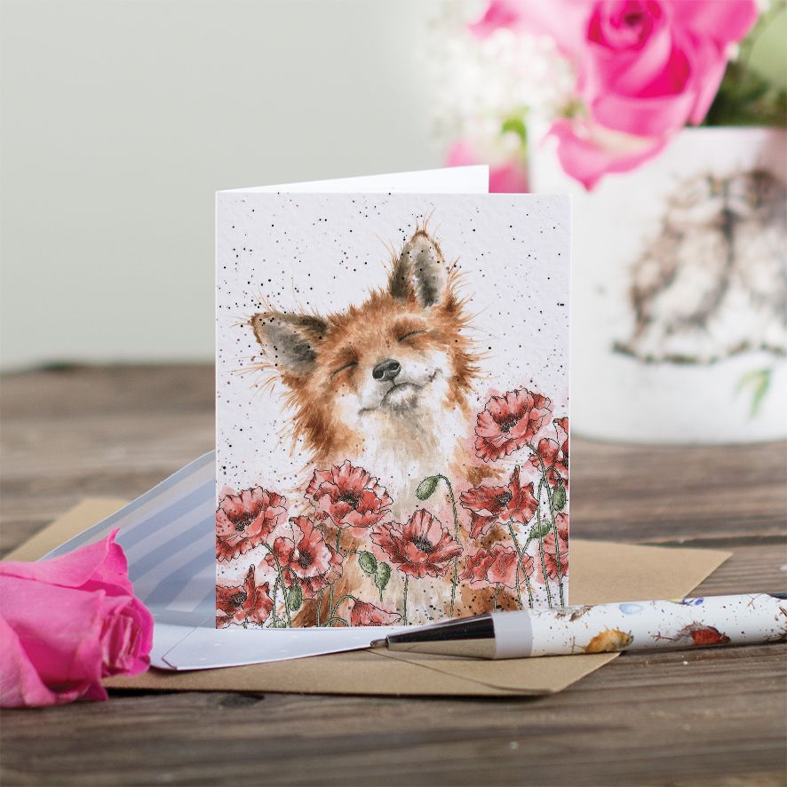 Poppy Field Fox Enclosure Card