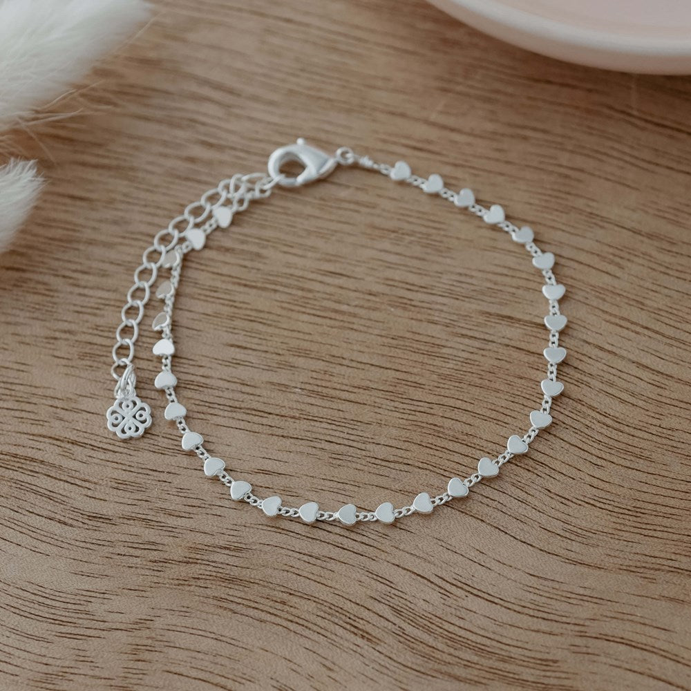 Heart Chain Bracelet in Silver