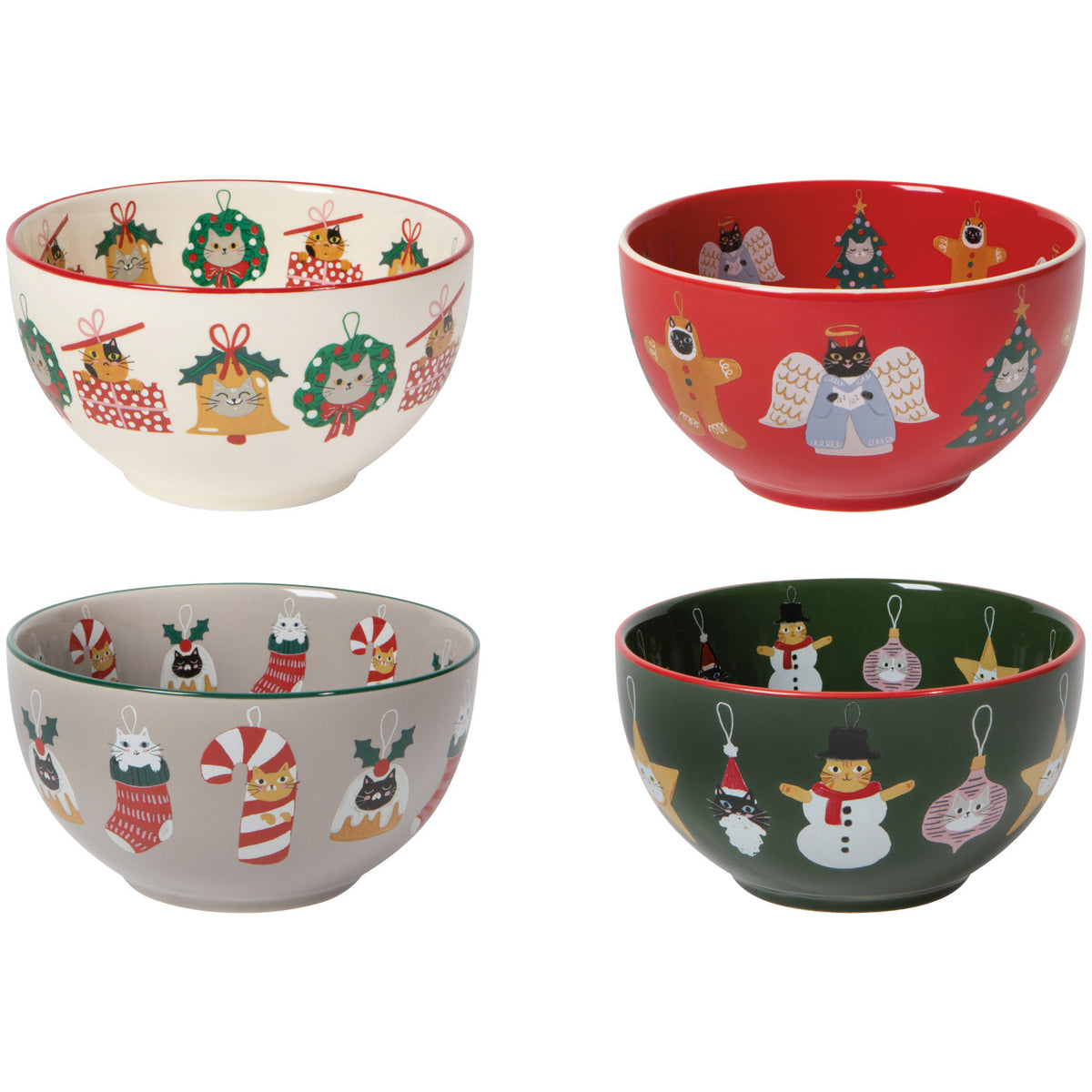 Individual Bauble Cats Bowls, Assorted