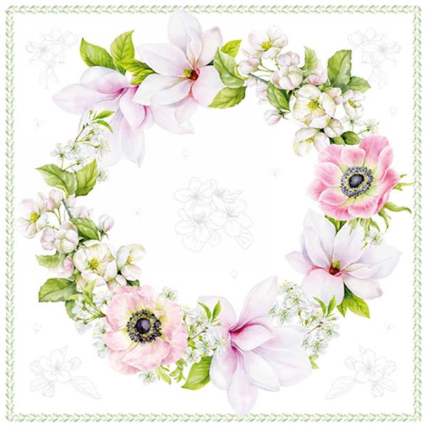 Pink Floral Wreath Lunch Napkins