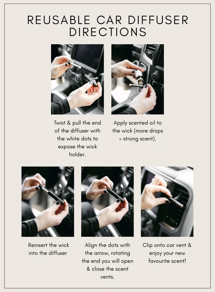 Reusable Car Diffuser Starter Kit, Vanilla Latte Scent