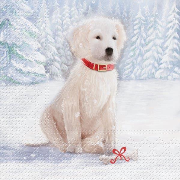 White Dog Christmas Lunch Napkins