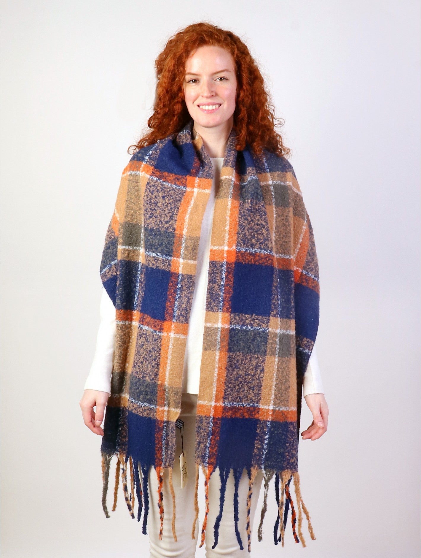 Blanket Scarf in Blue & Orange