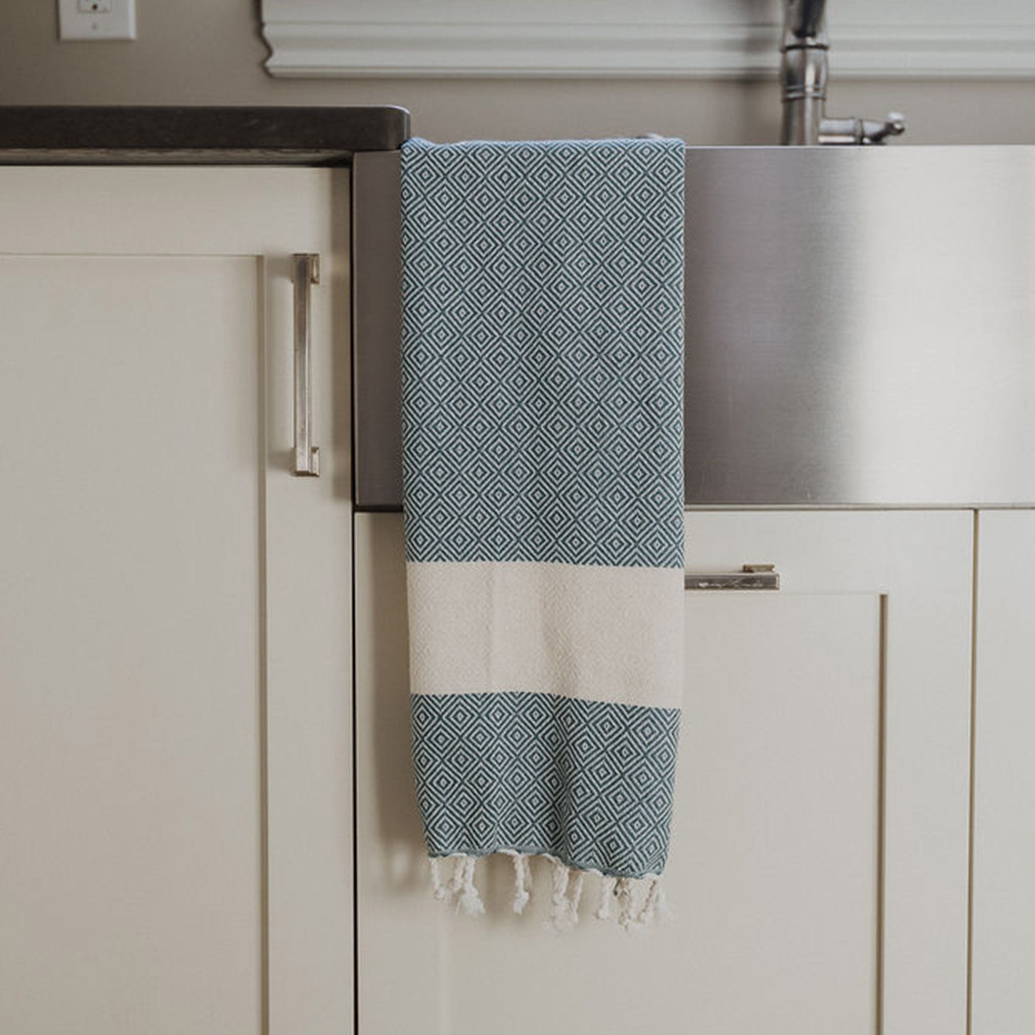 Diamond Hand Towel in Prussian