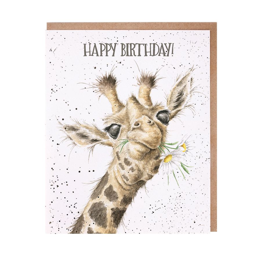 Birthday Flowers Giraffe Birthday Card