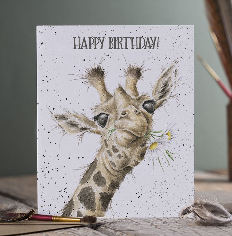 Birthday Flowers Giraffe Birthday Card