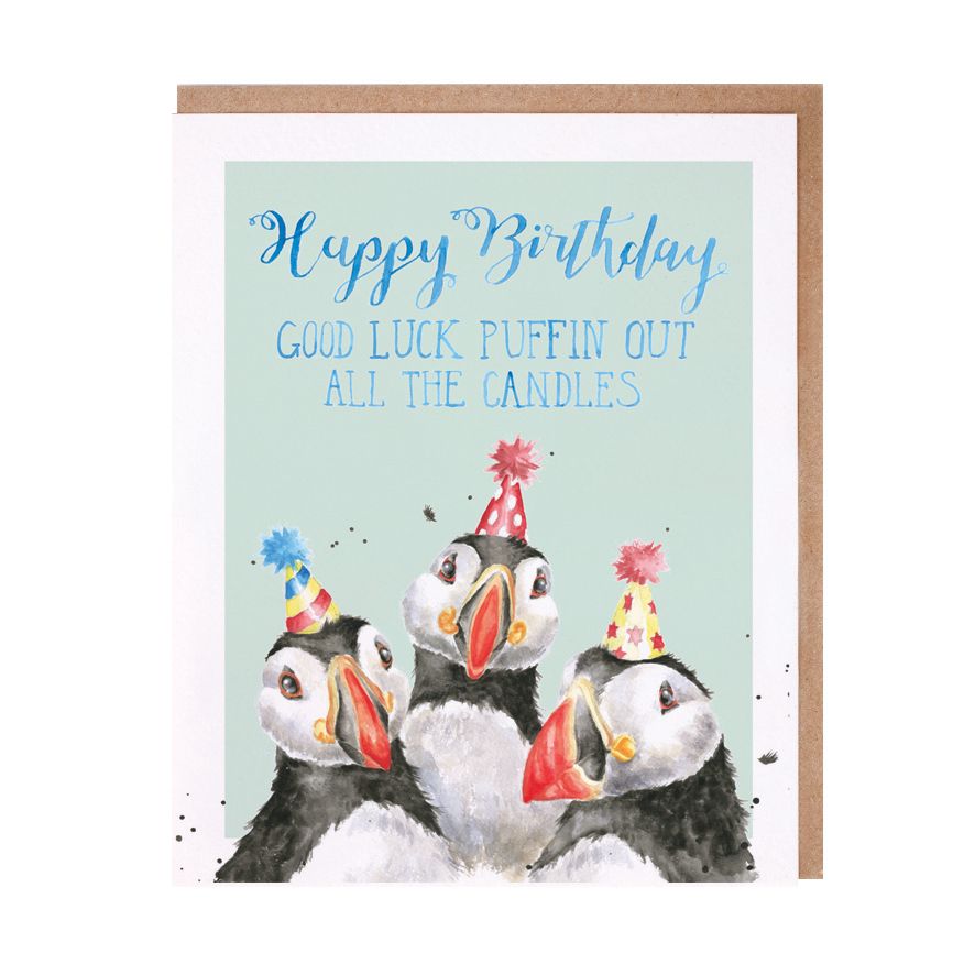 Birthday Candles Puffin Birthday Card