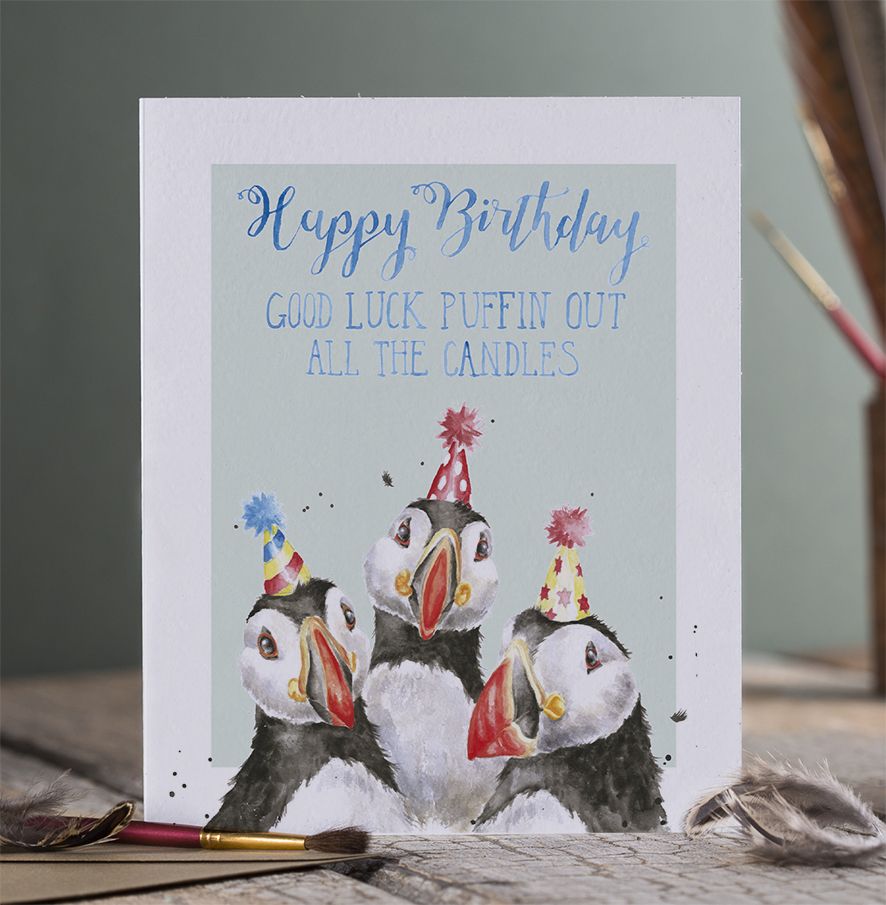 Birthday Candles Puffin Birthday Card