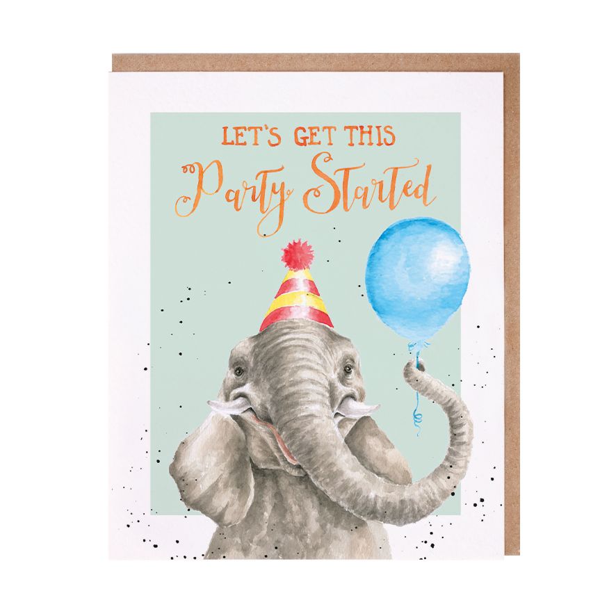 Let's Get This Party Started Elephant Birthday Card