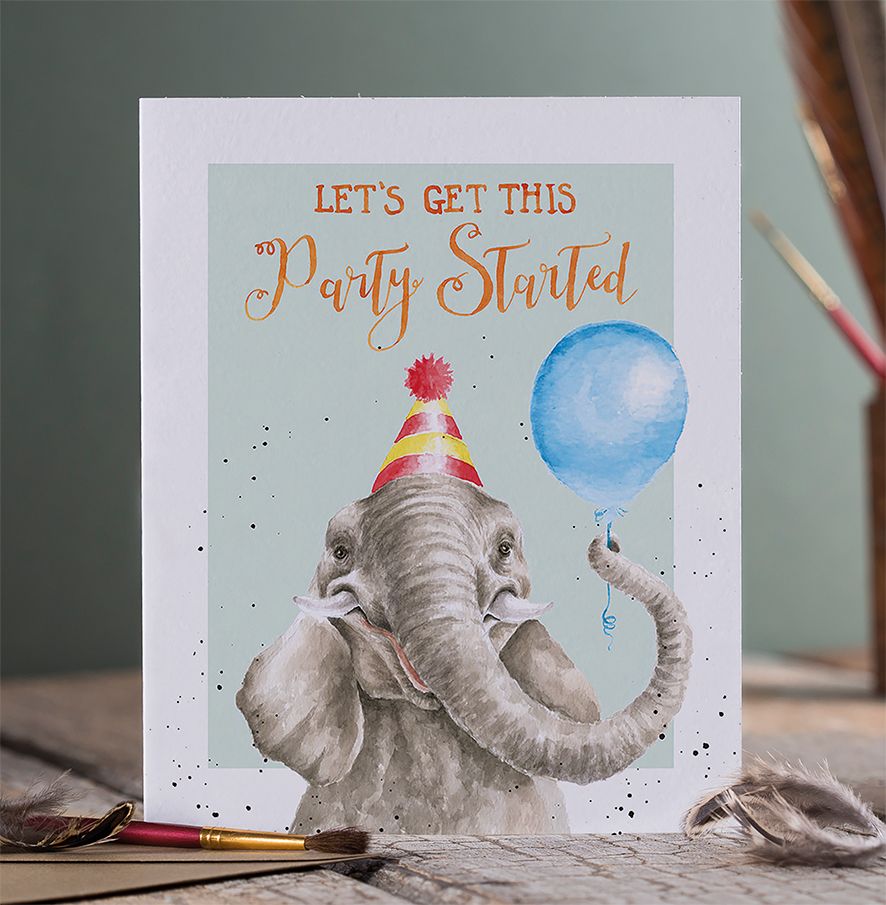 Let's Get This Party Started Elephant Birthday Card