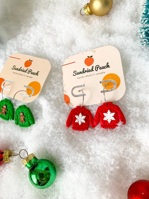 Ugly Christmas Sweater Earrings In Red