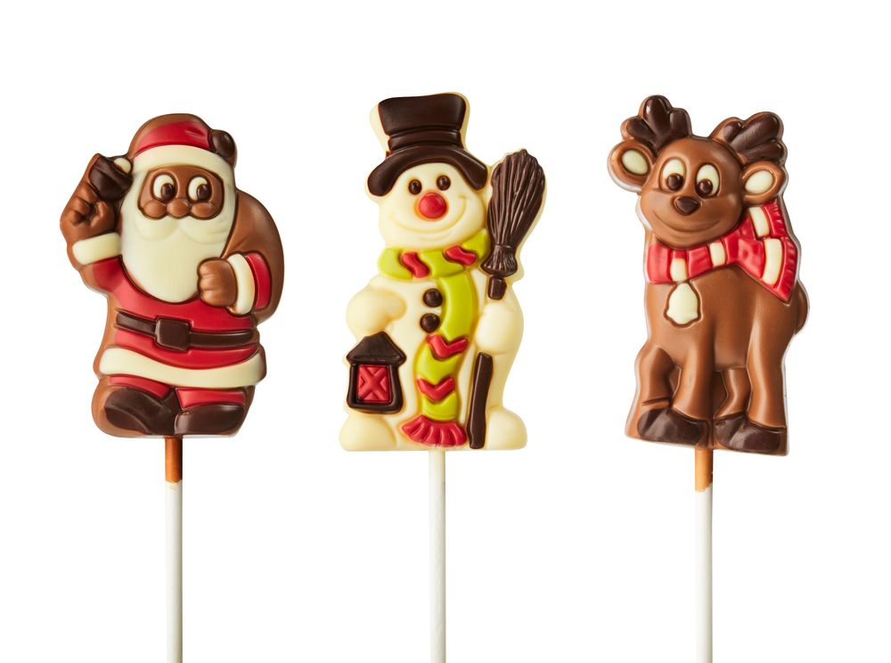 (*15) ICKX Chocolate Reindeer, Snowman, and Santa Lollipops