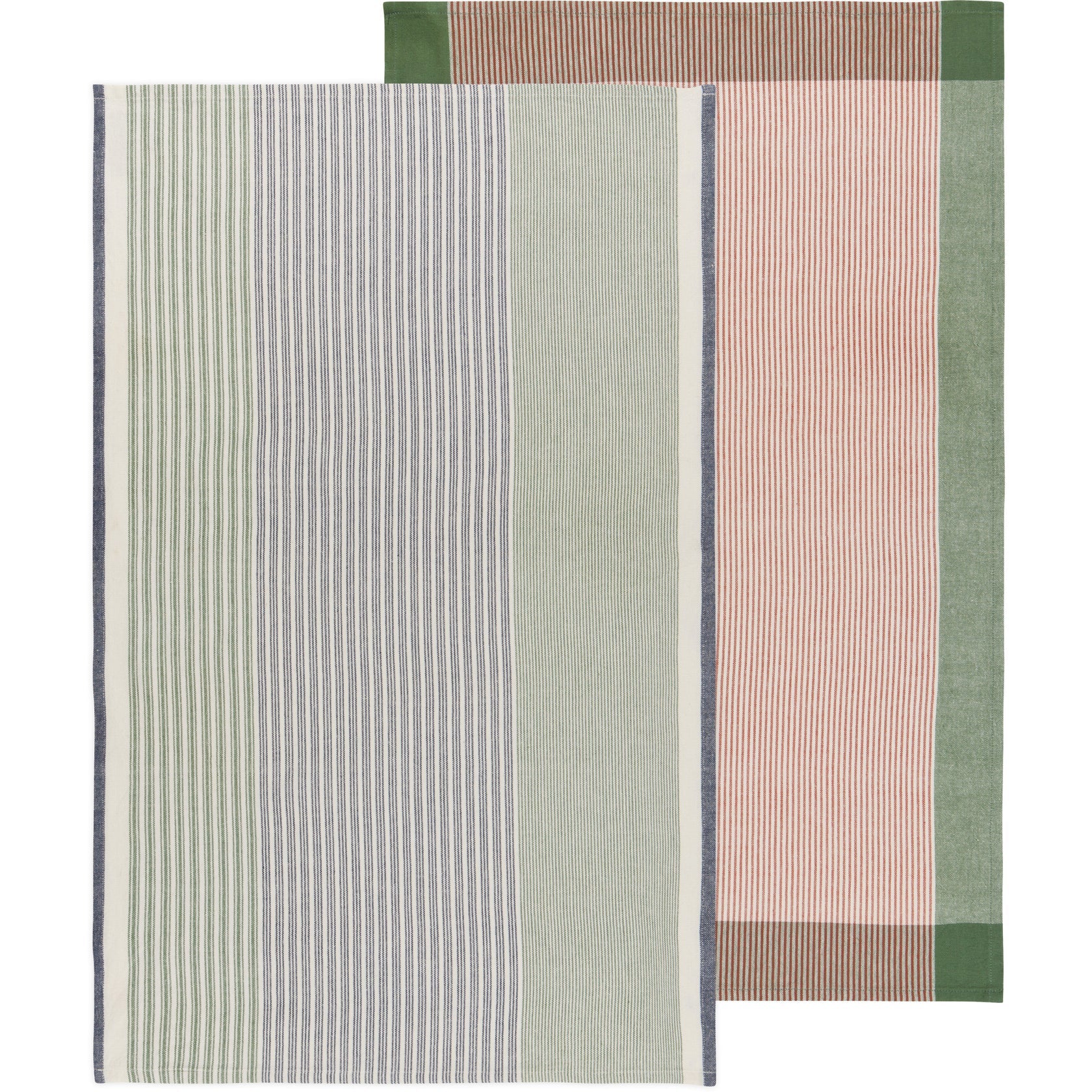 Jade Green Array Stripe Tea Towels, Set of 2