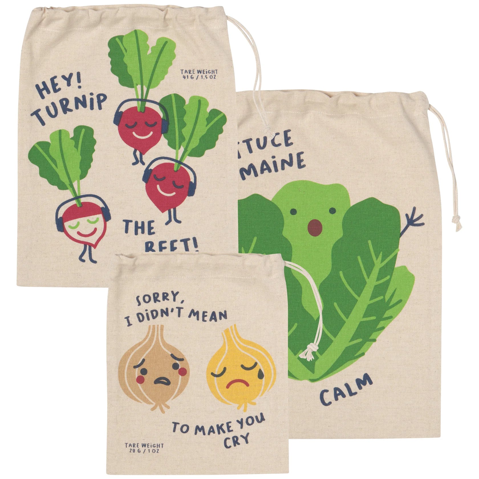 Funny Food Reusable Produce Bag, Set of 3