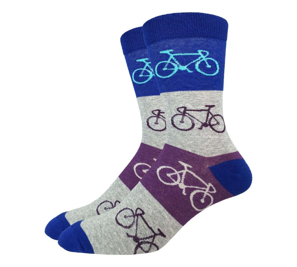 Blue & Grey Checkered Bicycle, Crew Socks