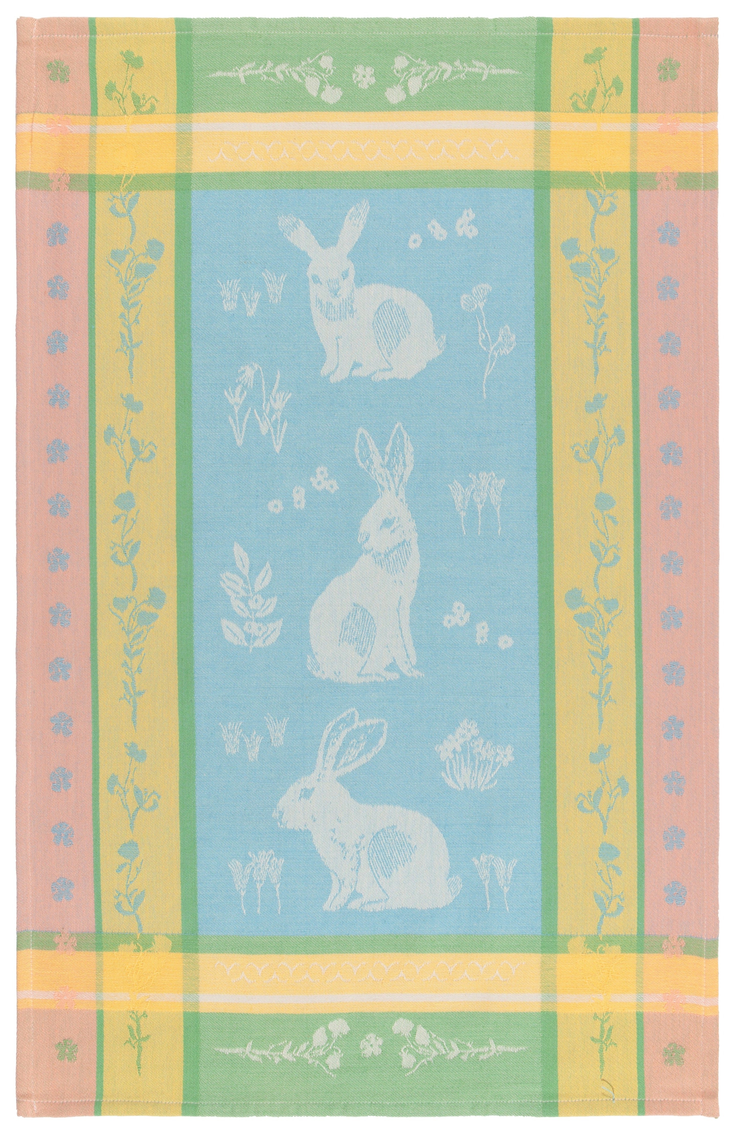Pastel Easter Bunny Woven Jacquard Dishtowel