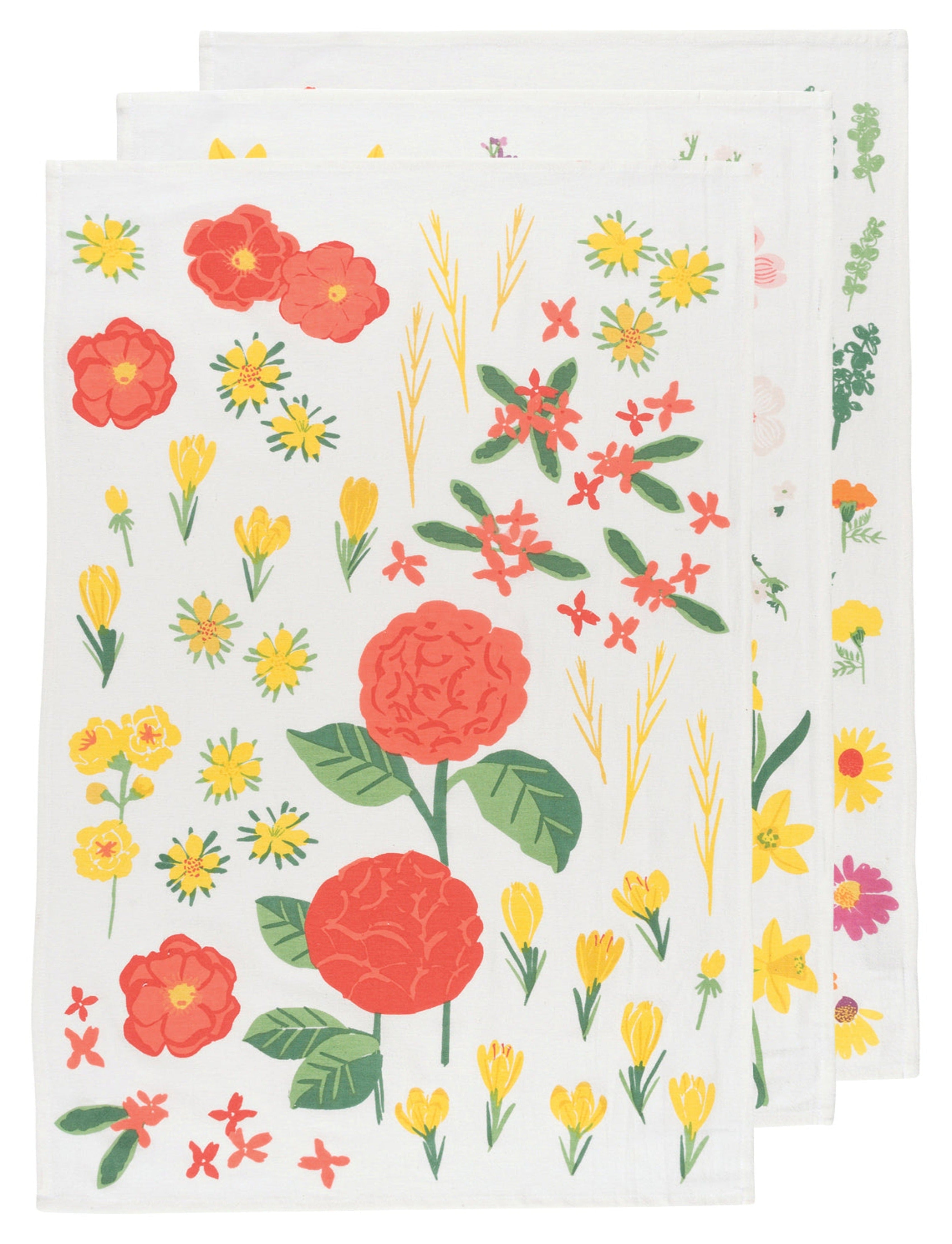 Flowers Of The Month Bakers Flour Sack Tea Towels, Set of 3