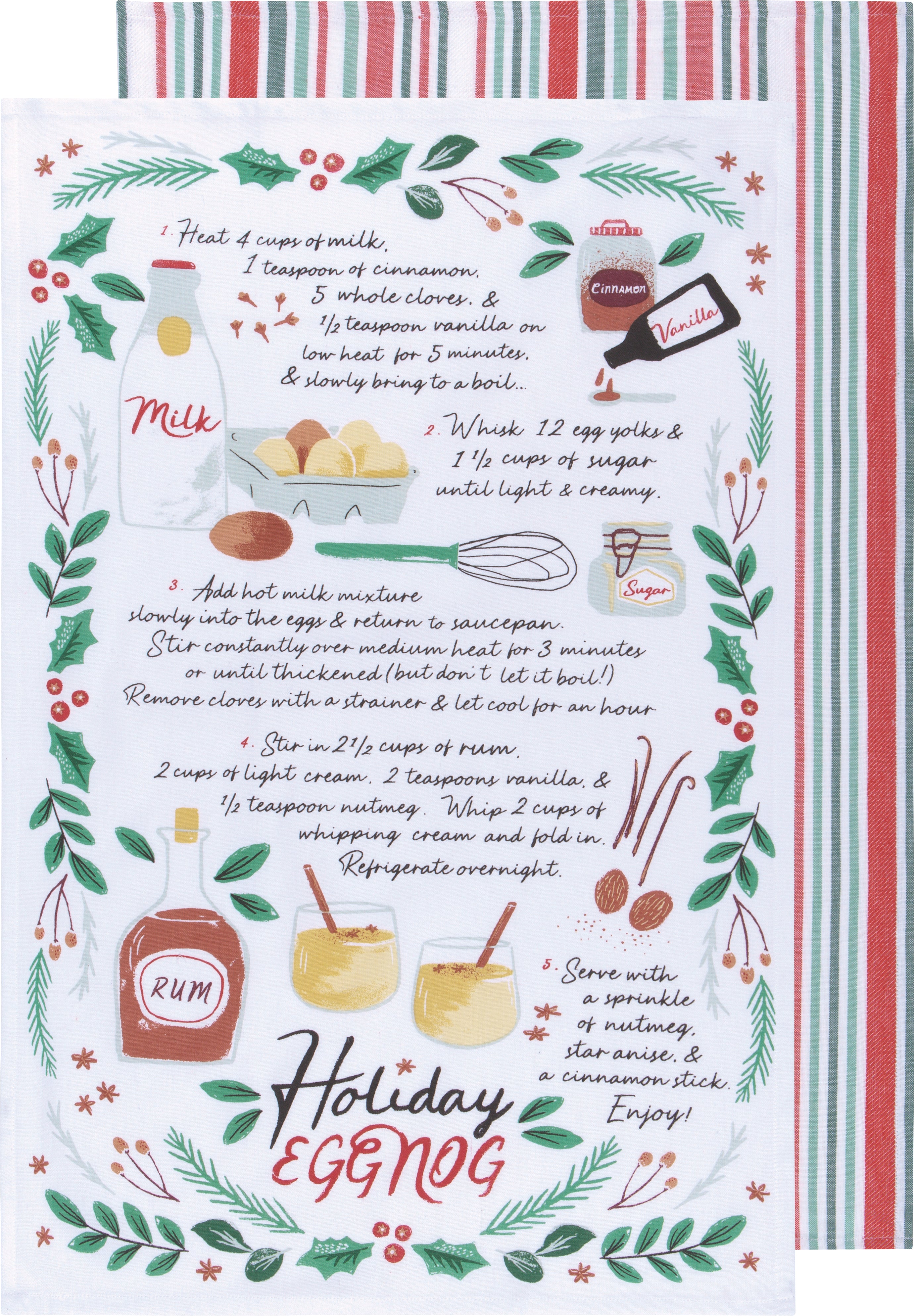 Holiday Eggnog Dishtowels, Set of 2