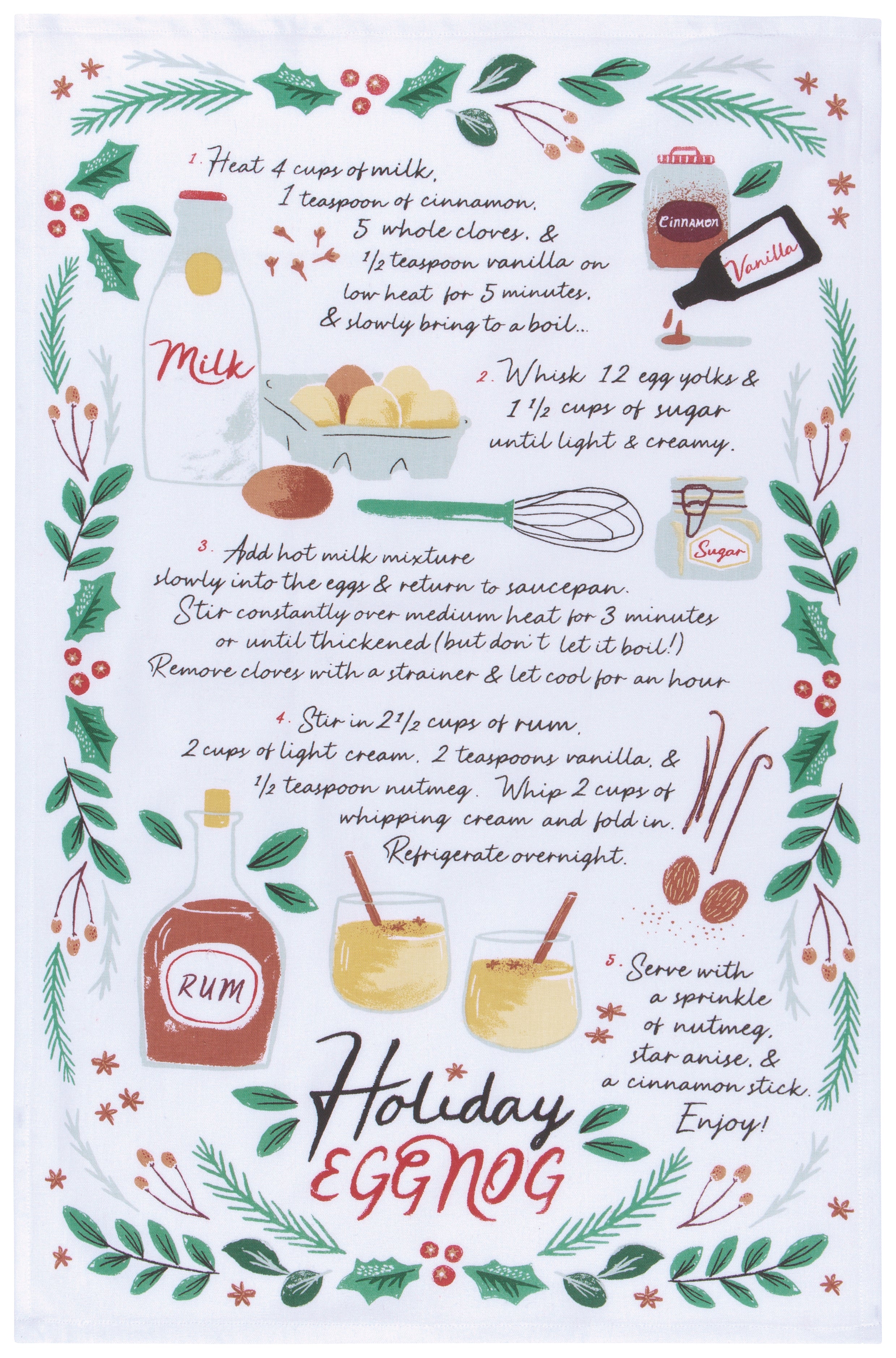 Holiday Eggnog Dishtowels, Set of 2