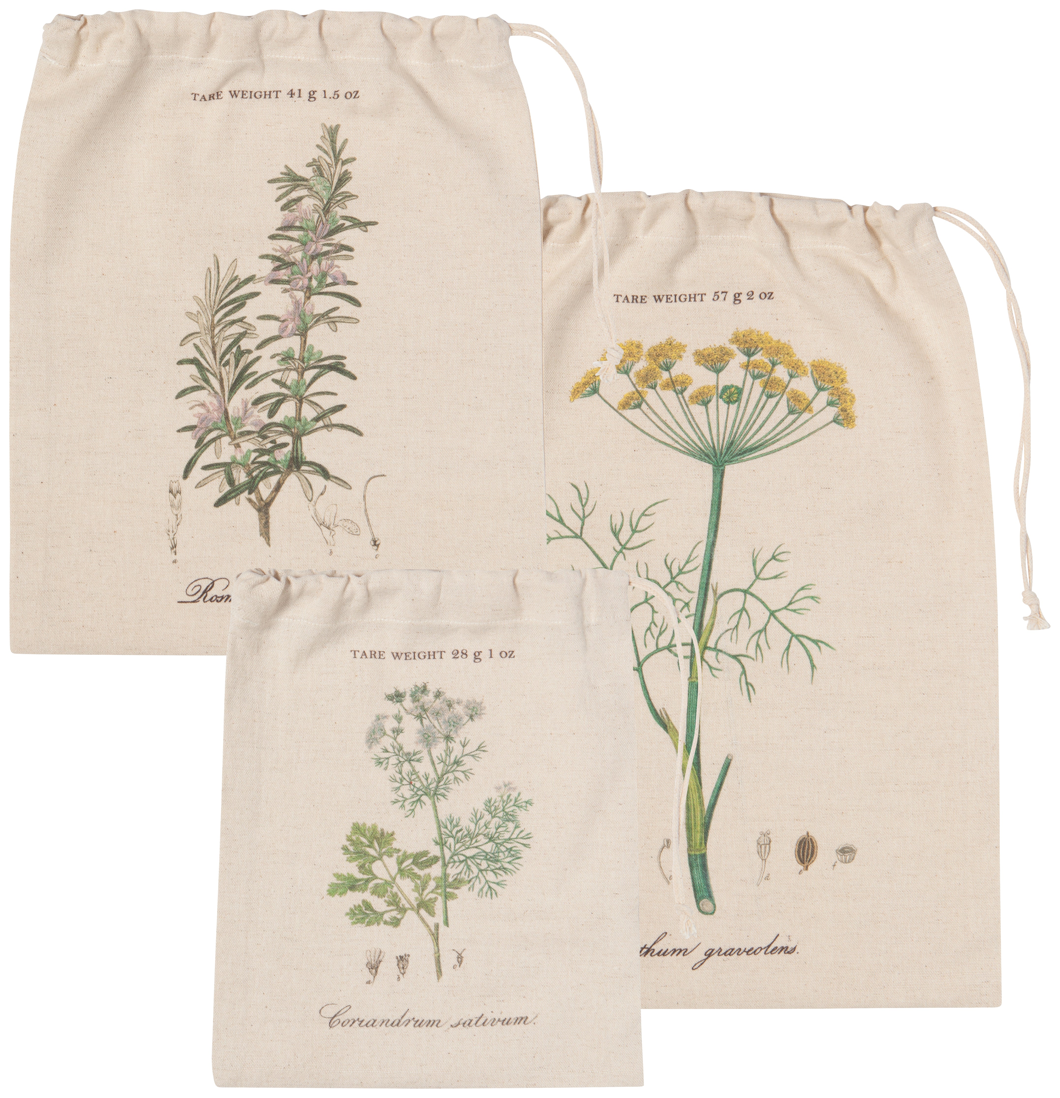 Garden Herbs Reusable Produce Bag, Set of 3