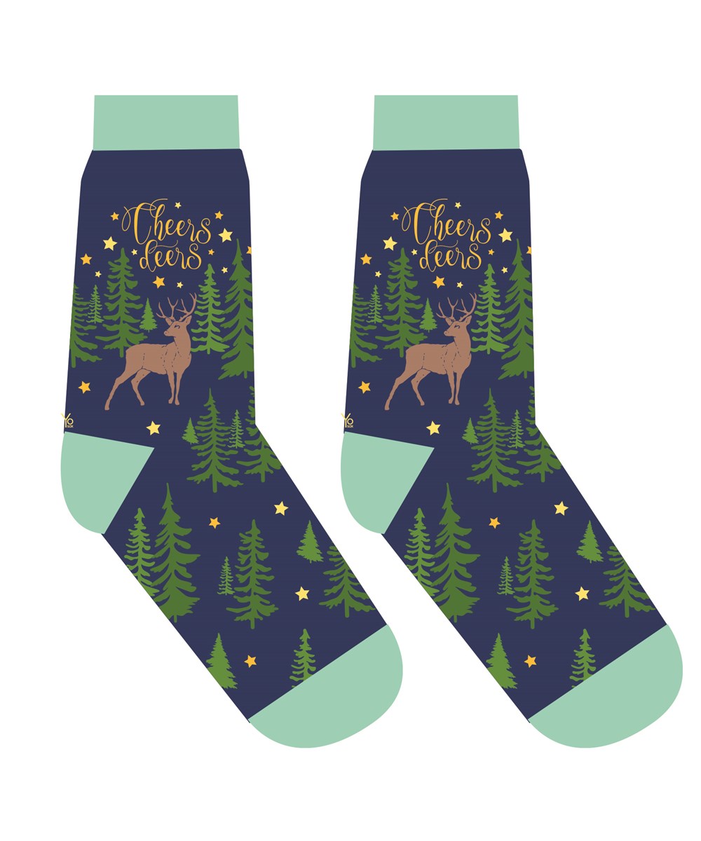 Cheers Deers, Holiday Crew Socks