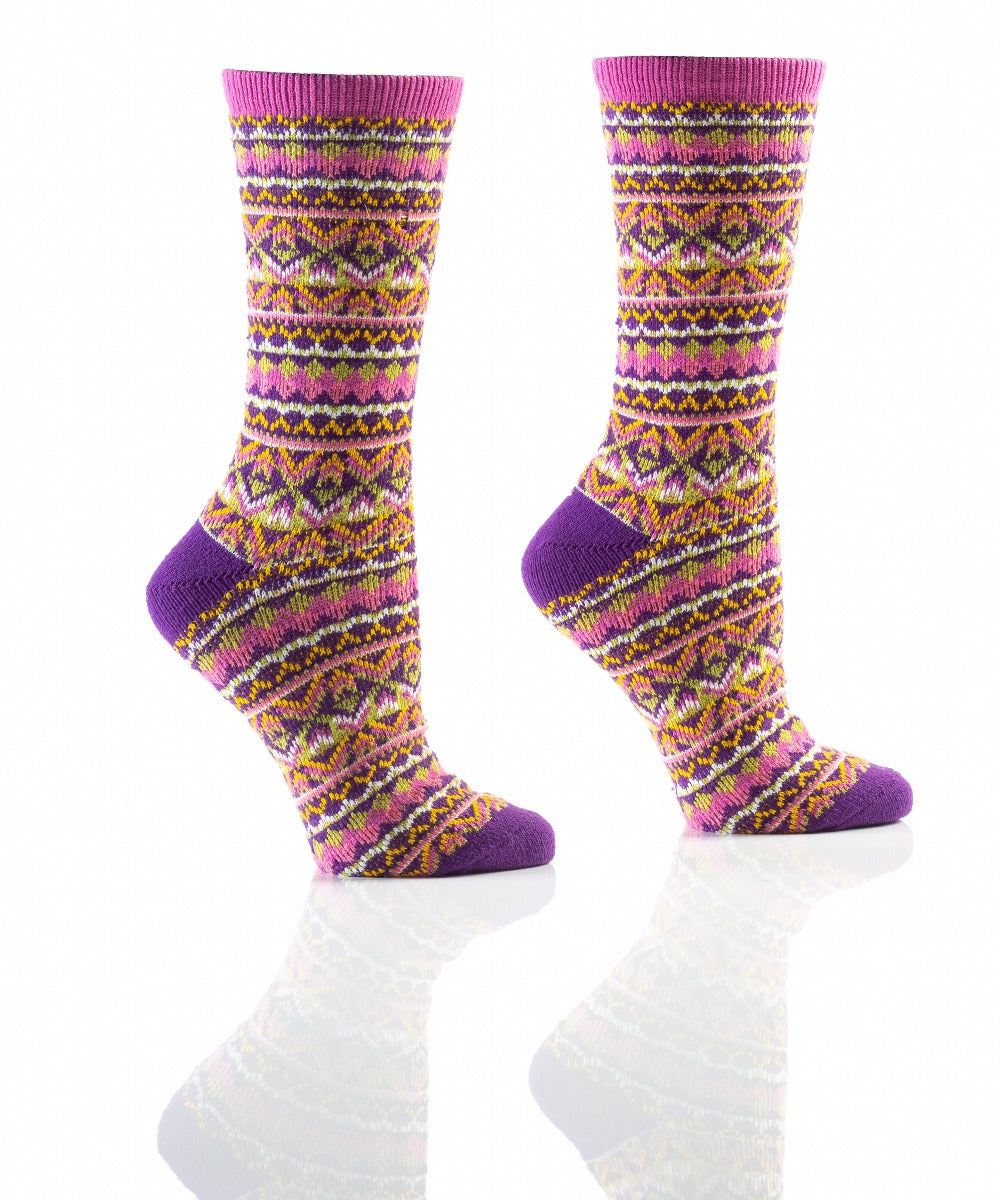 Women's Softies Crew Socks, Purple/Pink