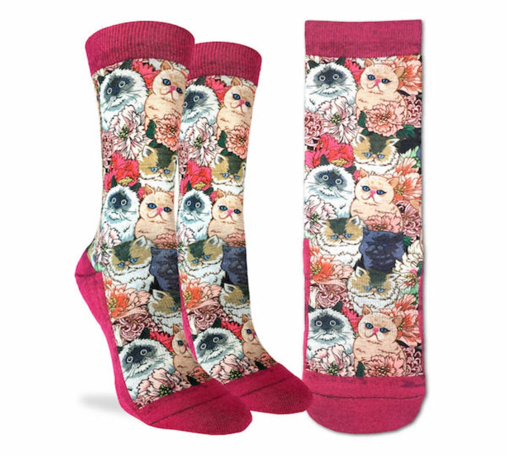 Floral Cats, Active Fit Socks