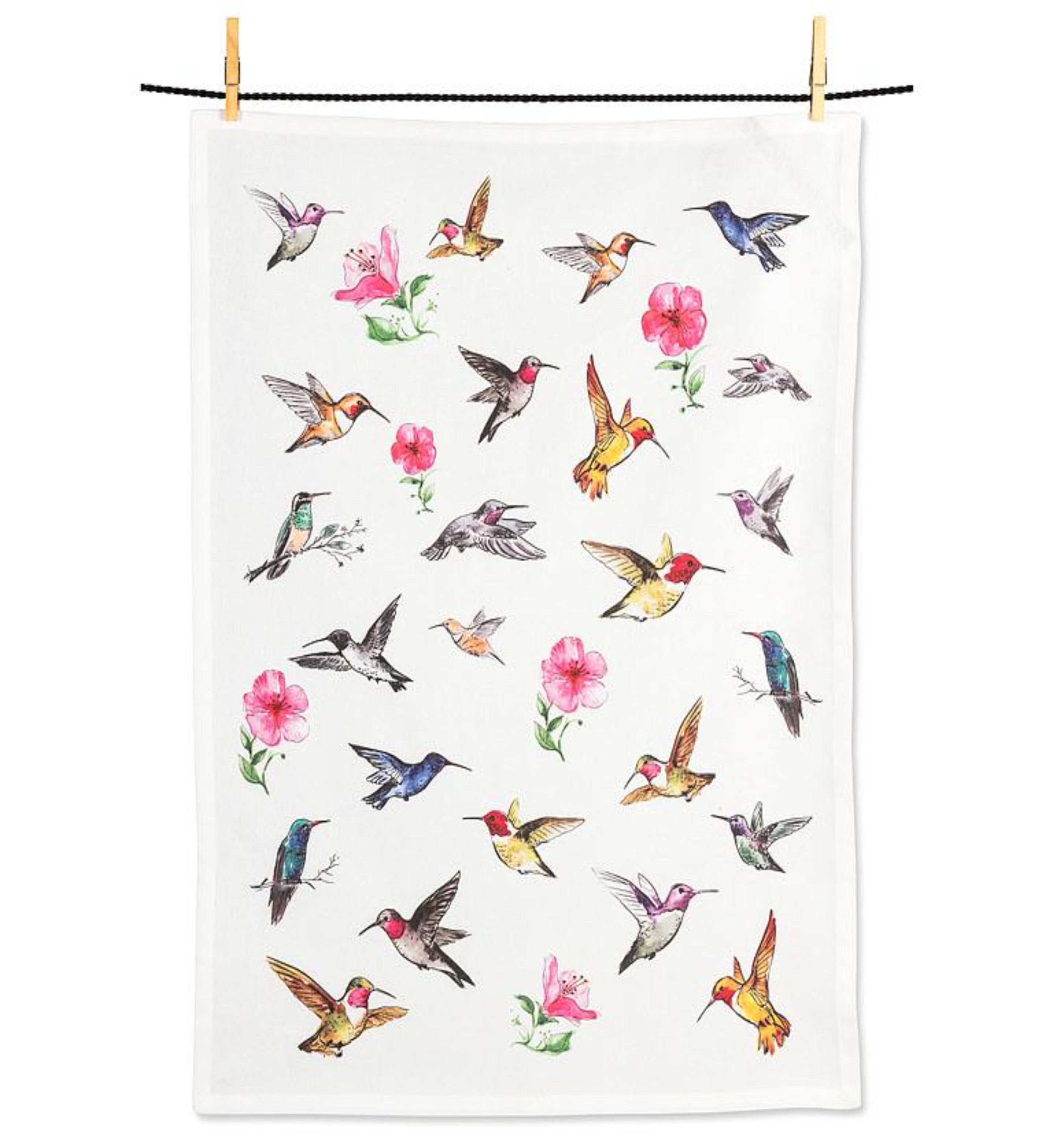 Watercolour Hummingbirds Tea Towel