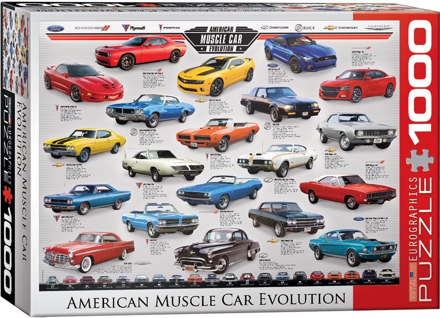 American Muscle Car Evolution, 1000 Piece Puzzle