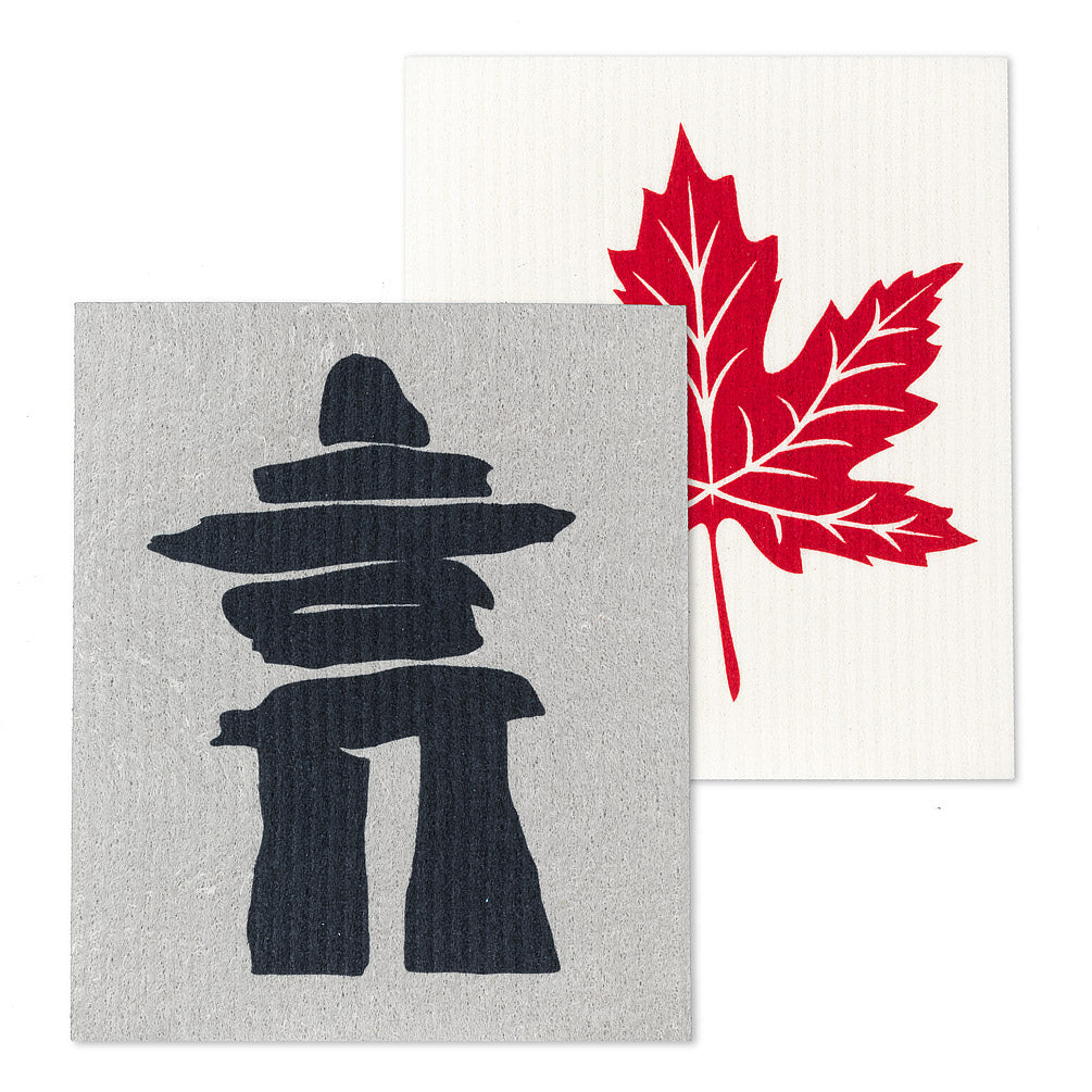 Inukshuk & Maple Leaf Dishcloths, Set of 2