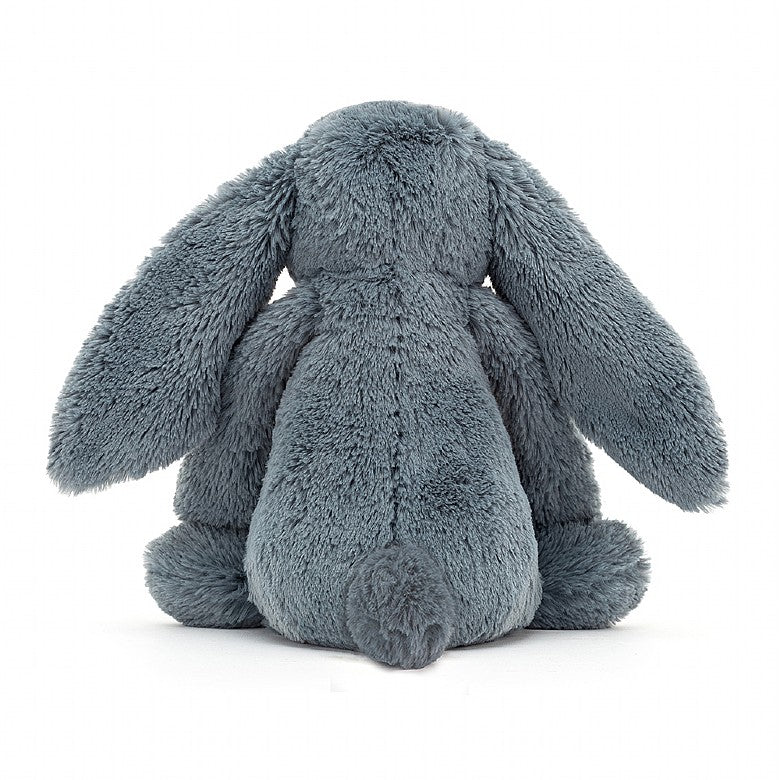rear view of a bluish grey bunny 