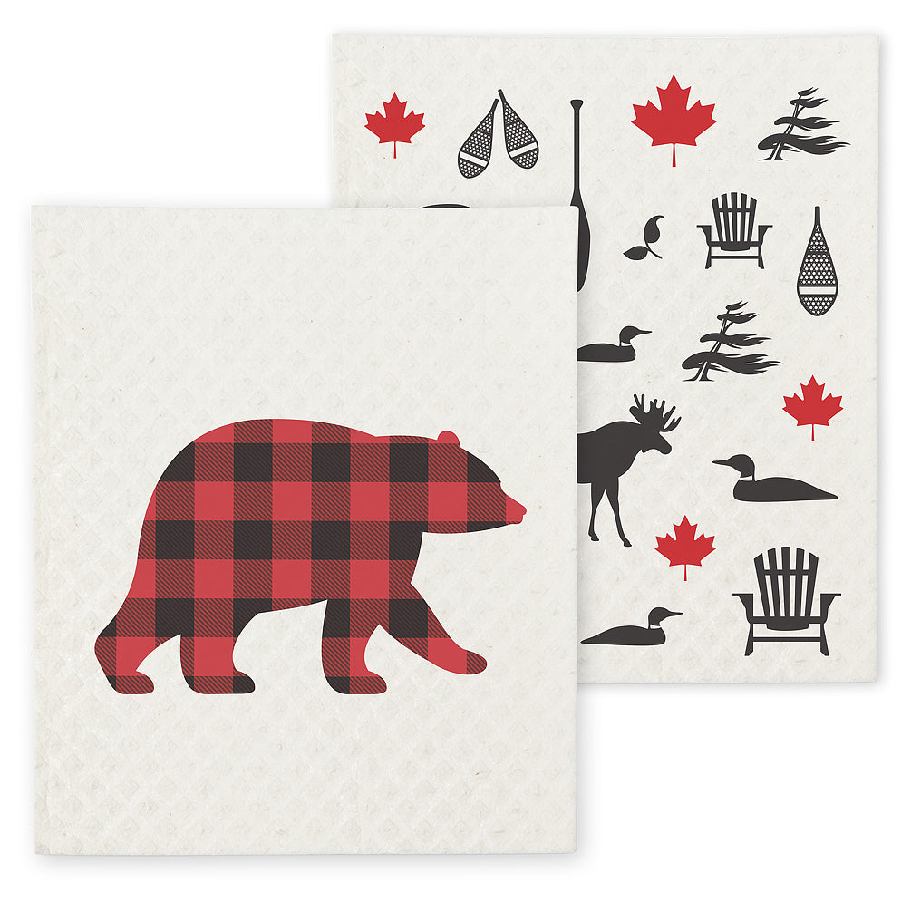 Bear & Canadian Icon Dishcloths, Set of 2
