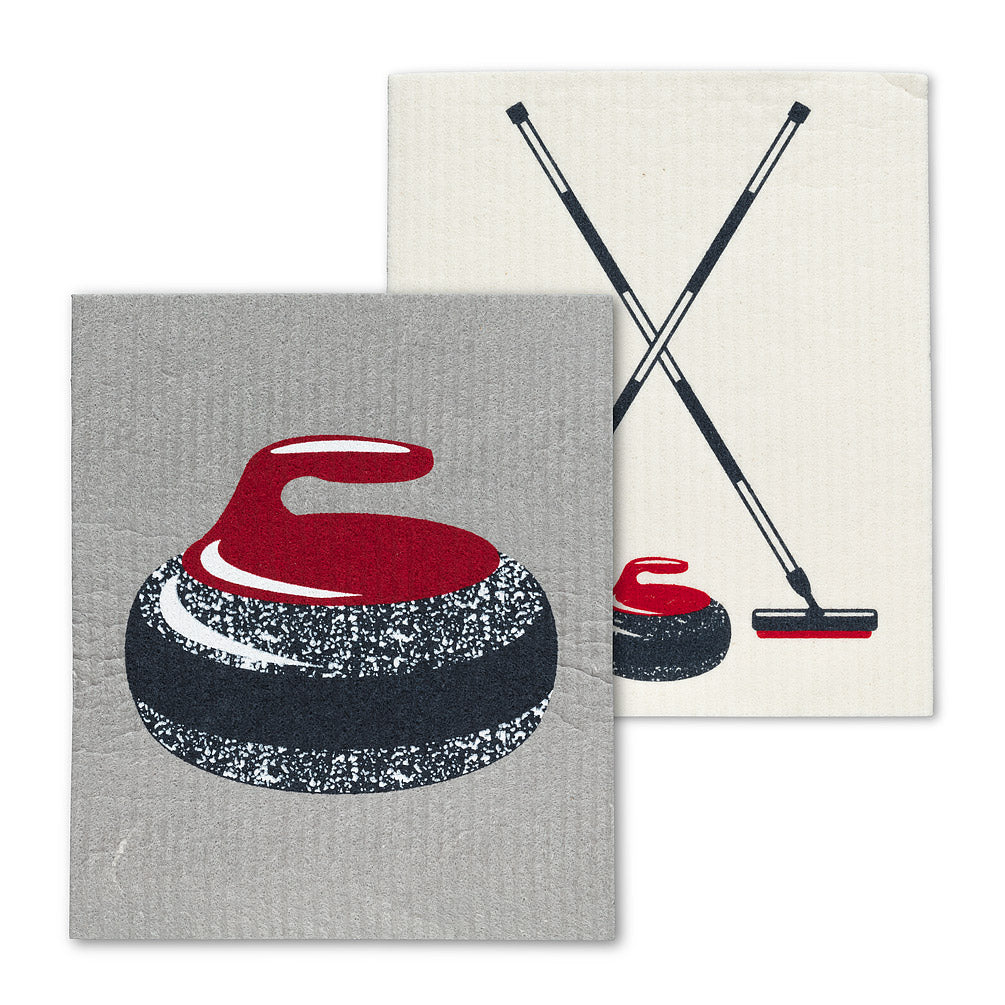 Curling Rock & Brooms, Set of 2